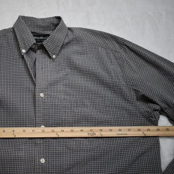 Eddie Bauer Mens Sz M 100% Baumwolle Cotton Plaid Button Down Shirt Office Work - Picture 12 of 16